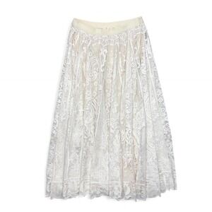 Kyemi Cream Lace Maxi Skirt Boho‎ Women's Small Coquette Gypsy Fairycore